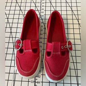 delias red platform shoes size 7